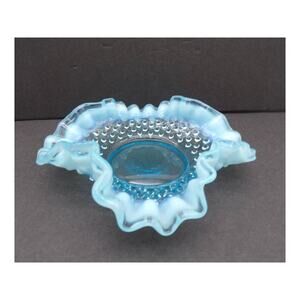 Fenton Blue Opalescent Ruffled Nappy Bon Bon Bowl 5"